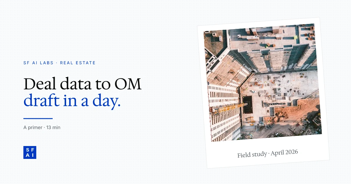 The OM Production Framework: from deal data to draft in a day
