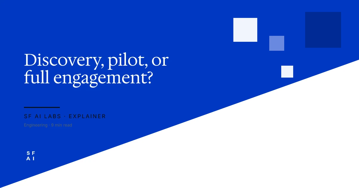 The discovery call vs paid pilot vs full engagement, explained